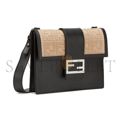 FENDI ZUCCA FF BAGUETTE BLACK SHOULDER BAG 7VA524A9P6F1DZQ (23*16*2cm)